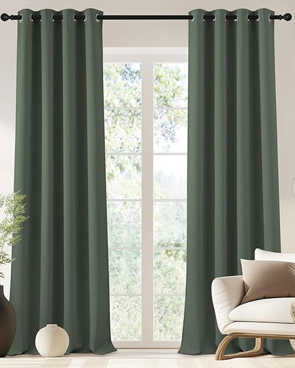 NICETOWN Blackout Drapery Curtain Panel 90 inches Long - Window Treatment Thermal Insulated Grommet Blackout Curtain/Drape for Bedroom Living Room (Dark Mallard, 1 Panel, 46 by 90 inches)