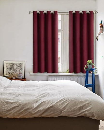 BGment Blackout Curtains for Bedroom - Grommet Thermal Insulated Room Darkening Curtains for Living Room, Set of 2 Panels (52 x 54 Inch, Burgundy)