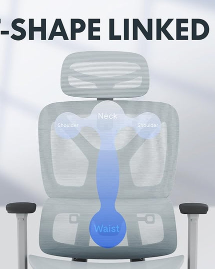 FLEXISPOT ErgoX Premium Ergonomic Office Chair with Footrest- Adjustable 3D Armrests, Dynamic Lumbar Support, Recline & Tilt Function, Mesh Seat, for Home & Office Use,Foam Blue