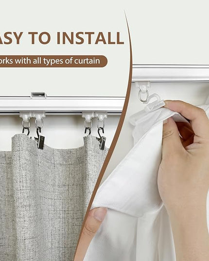Curtain Tracks Ceiling Wall Mounted Heavy-Duty Curtains Rails Room Divider Track for Living Bedroom Shower White 3ft To 6ft