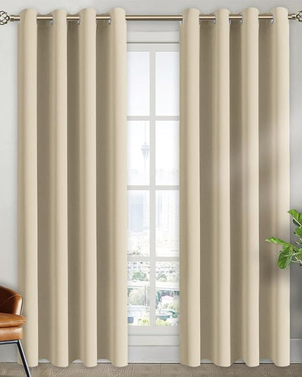 BGment Room Darkening Curtains 84 Inches Long - Grommet Thermal Insulated Drapes Window Treatment Curtains for Bedroom, 2 Panels, 52 x 84 Inch, Beige