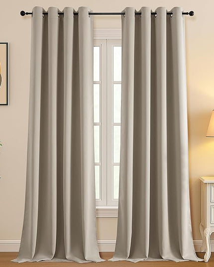 Simplebrand Stone Room Darkening Curtains for Bedroom Living Room 108 Inches Long 2 Panels Set, Thermal Insulated Curtains & Drapes, Solid Grommet Noise Reducing Window Treatment, W50 x L108 Inch