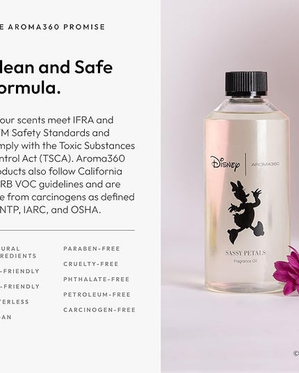 Aroma360 | Disney | Sassy Petals Fragrance Oil Blend | Daisy Duck | Luxury Aromatherapy Scent Diffuser Oil | Bergamot, Rose and Amber 16.9 fl oz, 500 mL