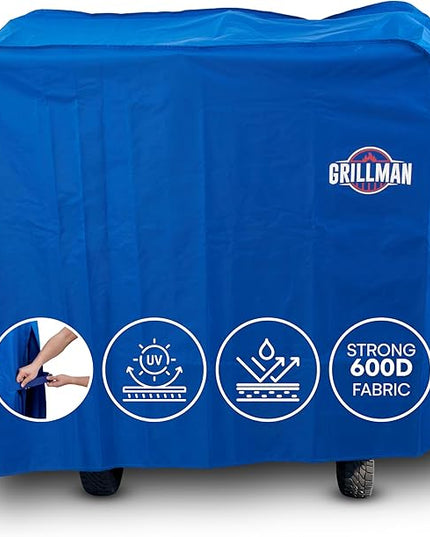 Grill Cover by Grillman, Blue, 64 Inch, BBQ Outdoor Grill Covers, Charcoal & Gas Grills, Waterproof, Rip-Proof, Weather-Resistant, Anti-UV, Barbecue Cover for Weber, Genesis, Charbroil, Nexgrill, etc