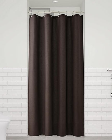 Naturoom Chocolate Brown 48 Inch Shower Curtain - Stall Narrow Half Linen Ultra Thick Fabric Shower Curtain Set with Hooks, Boho Farmhouse Rustic RV Camper Bath Curtains for Bathroom, 48x72