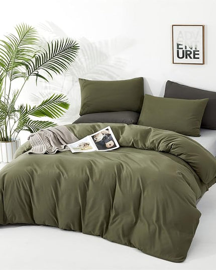 CLOTHKNOW California King Olive Green Comforter Set 3Pcs Dark Green Bedding Comforter Sets Light Green Comforter Green Comforter Sets Cal King