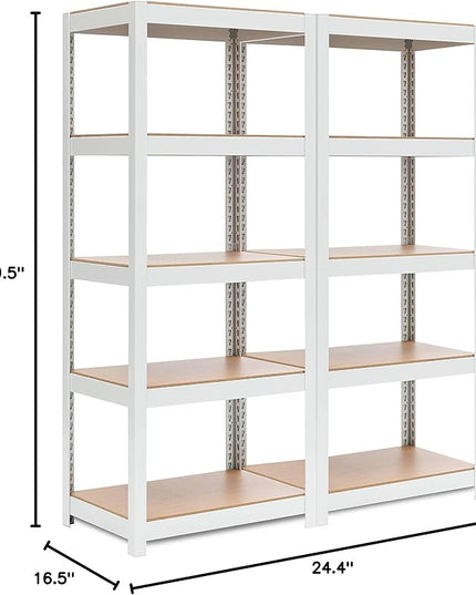 HOMEDANT House 5 Tier Laminated Metal Shelving Unit Adjustable Storage Utility Rack Heavy Duty Shelves Organization Multipurpose Shelf Kitchen Garage Pantry Closet (2, (S) 24.4" W, White)