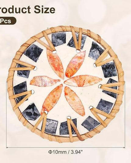 uxcell 2Pcs Handmade Woven Rattan Coasters, Heat-Resistant Drink Coasters for Coffee Table Dining Room Kitchen Coffee Wine Decor, Orange Petal