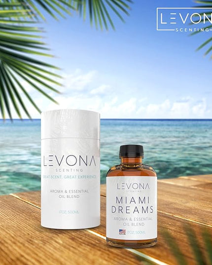 Levona Scent Essential Oils for Diffusers for Home: Miami Dreams Hotel & Home Luxury Scents Fragrance Oil - Aroma Oil with Notes of Bergamot Oil & Pine Essential Oil -500 Ml Scented Oils for Diffuser