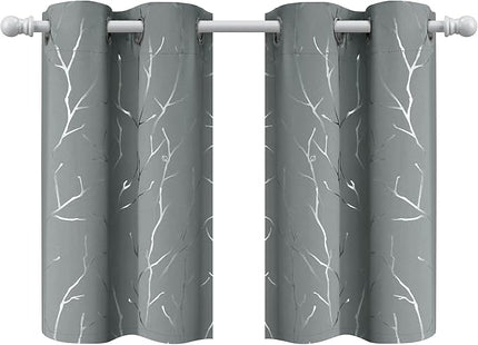BUHUA Short Curtains 36 inches Long, Black Out RV Bunk Panels, Kitchen Window Curtains Over Sink, Thermal Insulating Blackout Drapes for Small Window (2 Panels, Light Grey, 26 inches Wide)