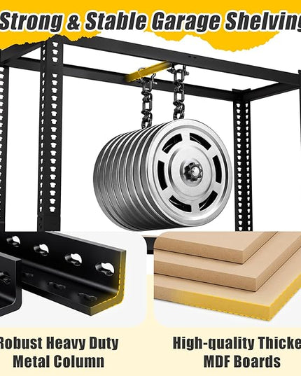 71" H x 35.5" W x 16" D 5-Tier Metal Storage Shelves: Heavy Duty Garage Shelving Adjustable Shelves for Storage - Black Utility Rack Shelf for Pantry, Warehouse, Office, Kitchen, 2PCS