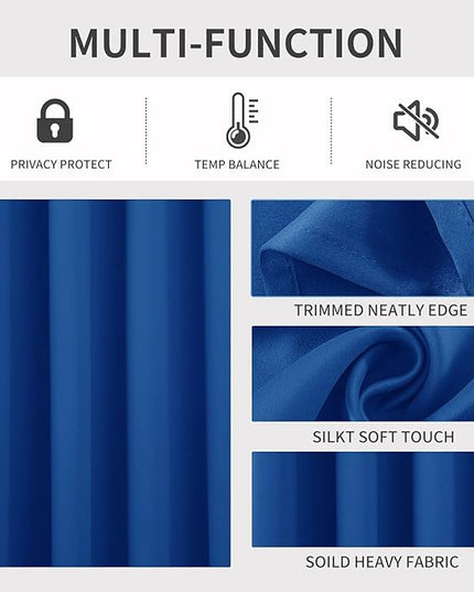 Joydeco Blackout Curtains 95 Inches Long 1 Panel, Thermal Insulated Long Curtains& Drapes 1 Piece, Room Darkening Grommet Drapes for Living Room Bedroom Window (W70 x L95 Inch, Royal Blue)