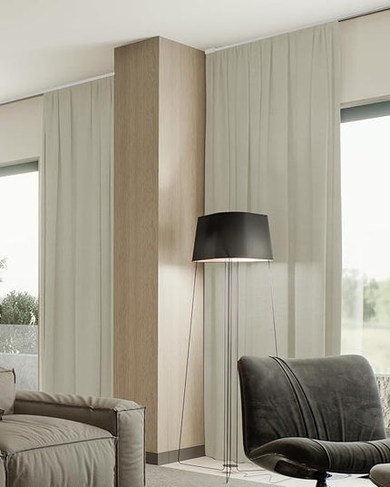 SmartWings Automatic Curtain Opener with Drapery, Motorized Vertical Blinds with Remote, Electric Closet Doors Sliding Panels Compatible with Alexa Google Homekit, 93% Blackout Light Khaki