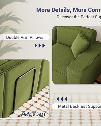Cloud Couch Sectional, Comfort Chenille Boneless Couch for Living Room, Memory Foam Deep Seat Modular Sectional Sofa Compression Floor Sofa, No Assembly Required