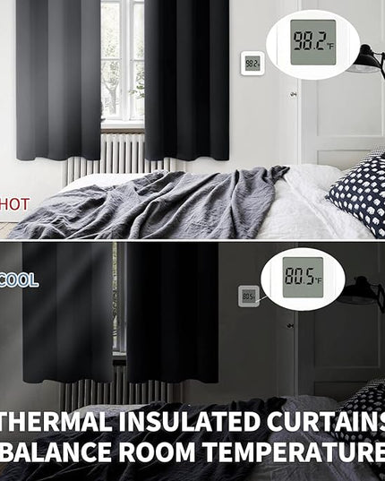 BGment Blackout Curtains for Living Room - Grommet Thermal Insulated Room Darkening Curtains for Bedroom, Set of 2 Panels (42 x 72 Inch, Black)