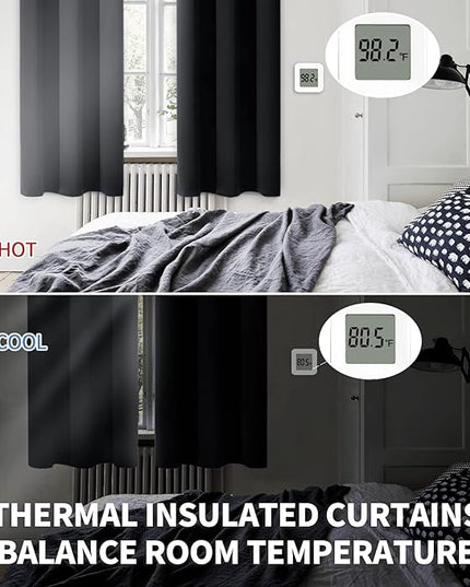 BGment Blackout Curtains - Grommet Thermal Insulated Room Darkening Bedroom and Living Room Curtain, Set of 2 Panels (38 x 54 Inch, Black)