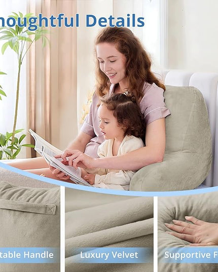 Sasttie Reading Pillow for Sitting in Bed Adult, Back Pillow for Bed Sitting Up, Backrest Back Support Chair Pillow, College Dorm Essentials for Girls and Boys, Linen Standard