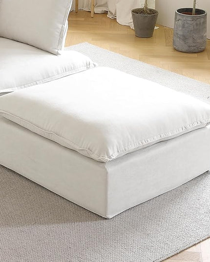 JACH Ottoman Module for Living Room, Cushion Covers Removable, Minimalist Comfy Breathable Ottoman Paired with Sofa Couch for Living Room Apartment, Beige