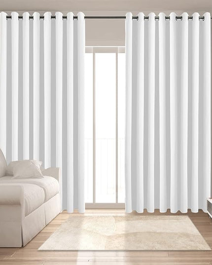 Blackout Curtains for Bedroom Thermal Insulated Solid Grommet Window Drapes Extra Wide for Sliding Door, Set of 2 Curtain Panels 108 W x 84 L Inches Ash White
