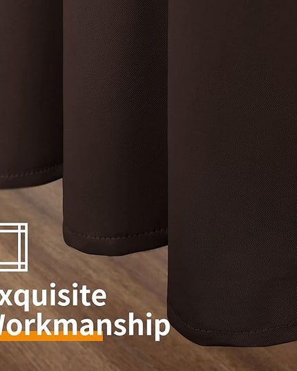 YoungsTex Brown Blackout Curtains 80 Inches Length for Living Room - Thermal Insulated with Grommet Room Darkening Fall Window Drapes for Bedroom, 2 Panels, 52 x 80 Inch