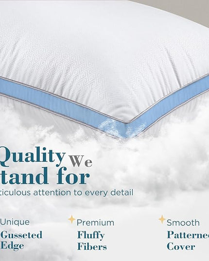 viewstar Bed Pillows, Down Alternative Hotel Pillows for Side, Back, or Stomach Sleepers, Plush, Blue, Standard