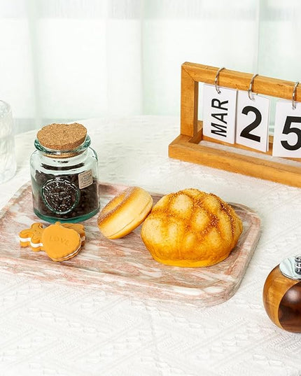 Marble Vanity Tray, Marble Bathroom Tray Countertop, Decorative Tray for Dresser, Rosso Red Stone Serving Trays for Kitchen, Perfume, Jewelry Candle Holder, Catch All