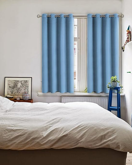 BGment Room Darkening Curtains 54 Inches Long - Grommet Thermal Insulated Drapes Window Treatment Curtains for Bedroom, 2 Panels, 52 x 54 Inch, Sky Blue