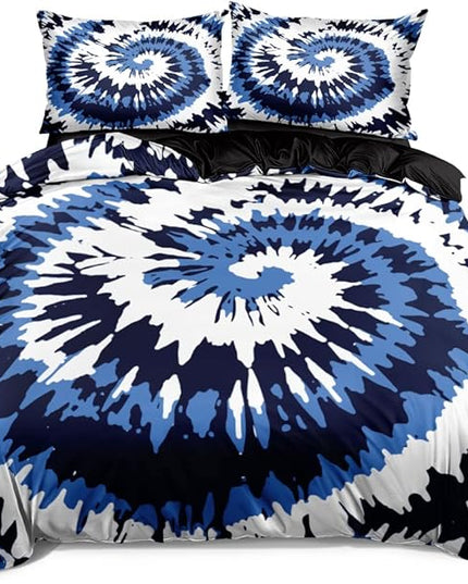 Tie Dye Duvet Cover Set Queen Size Tie Dye Purple Blue Bed Set Boys and Girls Comforter Cover and Pillow Shams for Women Decor Bedroom