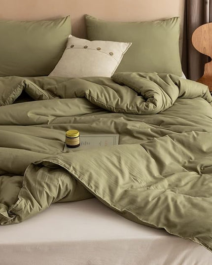 ROSGONIA King Size Comforter Set Olive Green, 3pcs (1 Boho Comforter & 2 Pillowcases), Lightweight Bedding Blanket All Season Bedspreads Quilt