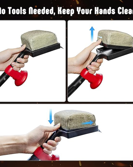 2-Pack Replacement Heads for Grill Brush, Bristle-Free Interwoven-Tech with Thermal-Sensitive Sponge, Compatible with Feasto 6-in-1 Outdoor Grill Brush