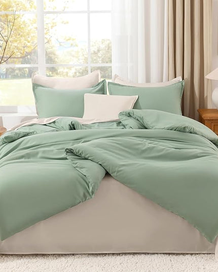 Litanika Comforter Full Size Set Sage Green, 3 Pieces Lightweight Bed Set, Solid Bedding Comforters Sets, Soft All Season Down Alternative Quilt Blanket