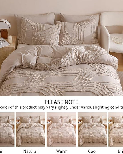 Khaki King Comforter Set - 7 Pieces Bed in a Bag, Premium Comforters King Size Bed Set Tufted Shabby Chic Bedding Comforter Set with Flat Sheet, Fitted Sheet and Pillowcases,Khaki