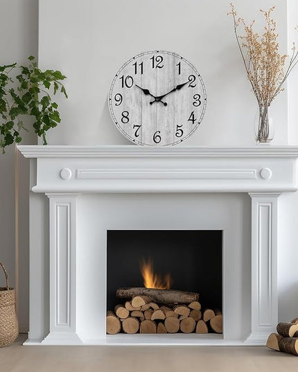 HYLANDA Wall Clock 12 Inch, Grey Wall Clocks Battery Operated Silent Non Ticking, Vintage Rustic Wooden Clocks Decorative for Kitchen Bathroom, Living Room, Bedrooms, Dining Room, Office (12")