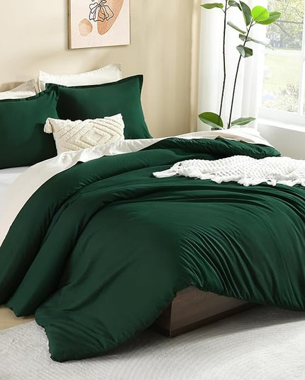 Litanika Dark Emerald Green Comforter California King Size, 3 Pieces Cal King Lightweight Solid Bedding Comforter Set, All Season Fluffy Bed Set (104x96In Comforter & 2 Pillowcases)