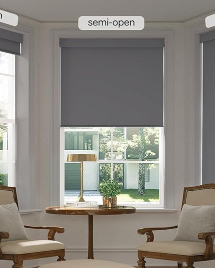 LazBlinds No Drill Blinds for Indoor Windows, Blackout Roller Shades, Cordless Window Blackout Blinds, Thermal Insulated Fabric UV Protection for Home and Office, 22" W x 72" H, Grey