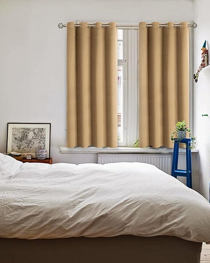 BGment Blackout Curtains for Living Room - Grommet Thermal Insulated Room Darkening Curtains for Bedroom, 2 Panels of 52 x 45 Inch, Khaki