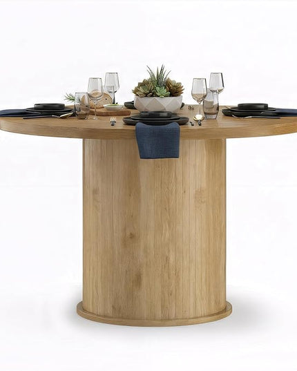 Farini 43" Round Dining Table for 4-6,Modern Kitchen Room Table with Wood Top & Sturdy Metal Base,Natural