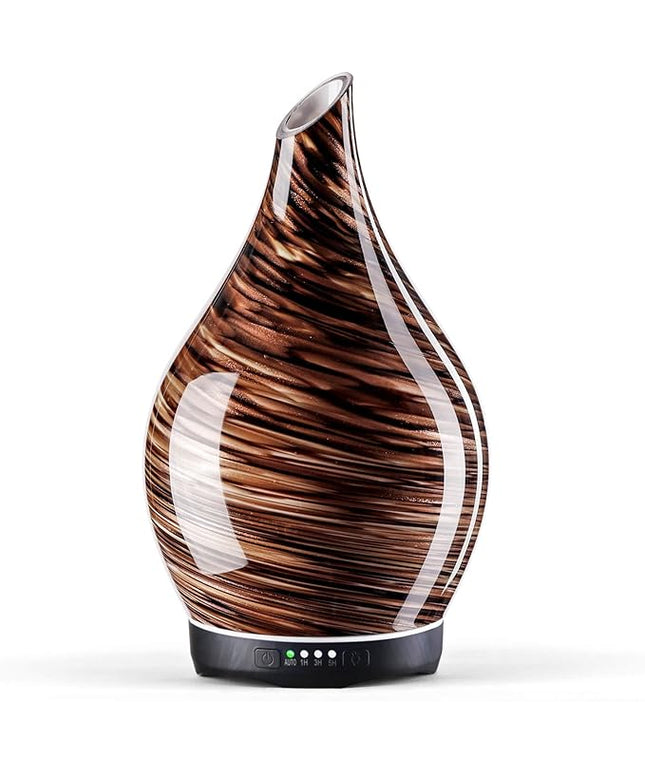 Porseme 280ml Essential Oil Diffuser Glass Color Changing Aroma Air Diffusers Aromatherapy Ultrasonic Cool Mist Humidifier 7 Running Hours Waterless Auto-Off for Sleeping, Yoga, Office (Dark Golden)
