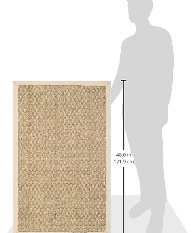 SAFAVIEH Natural Fiber Collection Area Rug - 2'6" x 4', Natural & Beige, Seagrass, Basketweave Pattern with Border (NF114A)