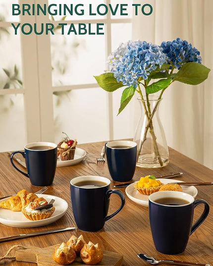 Sweese Porcelain Coffee Mugs - 16 Ounce (Top to the Rim) for Coffee, Latte, Tea, Cocoa, Set of 4, Navy