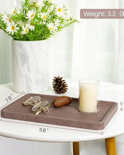 Marble Vanity Tray, 11.8in Sandstone Bathroom Kitchen Tray for Countertop, Decorative Dresser Organizer, Perfume Storage, Jewelry Holder, Brown Stone Gift for Man