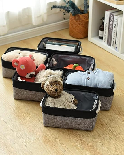 TheWarmHome Storage Basket for Organizing - 12x8x5.2 inch 1 Pack Fabric Storage Cubes, Baskets for Gifts Empty for Closet Organizer Dog Gift Cloth Toy (Grey & Black)