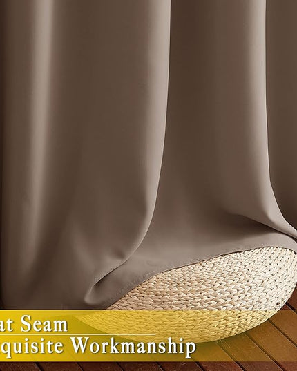 NICETOWN Blackout Curtain for Sliding Door, Grommet Top Thermal Insulated Bedroom Window Curtain Sound Dampening Drape for Patio Door/French Door (Cappuccino, 1 Panel, 80" W x 90" L)