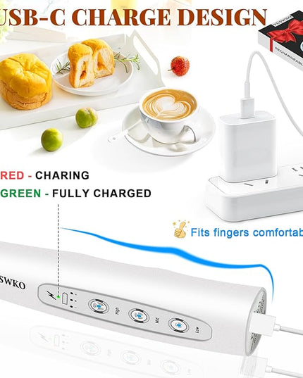 YUSWKO Milk Frother Handheld for Coffee, Rechargeable Drink Mixer with 3 Heads 3 Speeds Electric Coffee Frother Whisk, Gift for Many Occasions and Festival