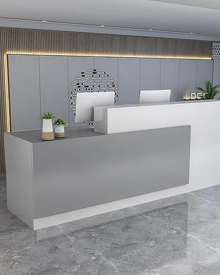 Reception Counter Desk, Front Counter Desk with Lockable Drawers, Modern Retail Counter,Home Office Desk Wooden Computer Desk Reception Table,for Checkout Office/Beauty Salon/Lobby