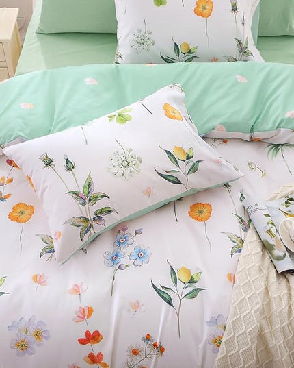 MUXHOMO Multi Flower Bed in a Bag King 7 Pieces, King Comforter Set Reversible Botanical Flowers Design, Ultra Soft & Breathable Bedding Sets with Comforter, Sheets, Pillowcases & Shams