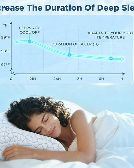 Cooling Pillows King Size Set of 2 Pack Shredded Memory Foam Pillows for Sleeping, Adjustable Cool Bed Pillow for Side Back Stomach Sleepers, Luxury Gel Neck Pillow for Neck and Shoulder Pain Relief