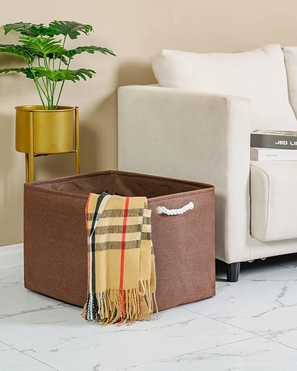 TheWarmHome Organization and Storage for Organizing - Extra Jumbo 3 Pack 20.5x15.7x13.8 inch Fabric Storage Bin for Shelves, Storage cubes for Decorative Shoes Towel Blanket Closet (Brown)