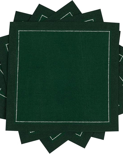 Five Star Napkins Luxury Cotton Cloth Cocktail Napkins - Bar Napkins, Party Napkins, Beverage Napkins, Events, Holiday, Wedding, Birthday, Parties - 4.5" x 4.5" - Disposable (50 x)British Racing Green