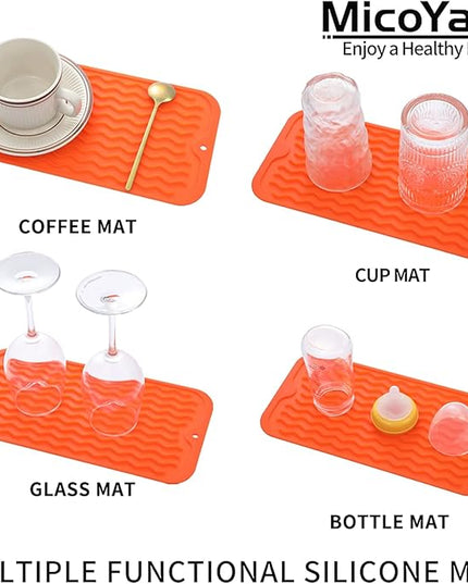 Silicone Dish Drying Mat for Multiple Usage,Easy clean,Eco-friendly,Heat-resistant Silicone Mat for Kitchen Counter or Sink,Refrigerator or Drawer Liner Orange S 12 inches x 6 inches
